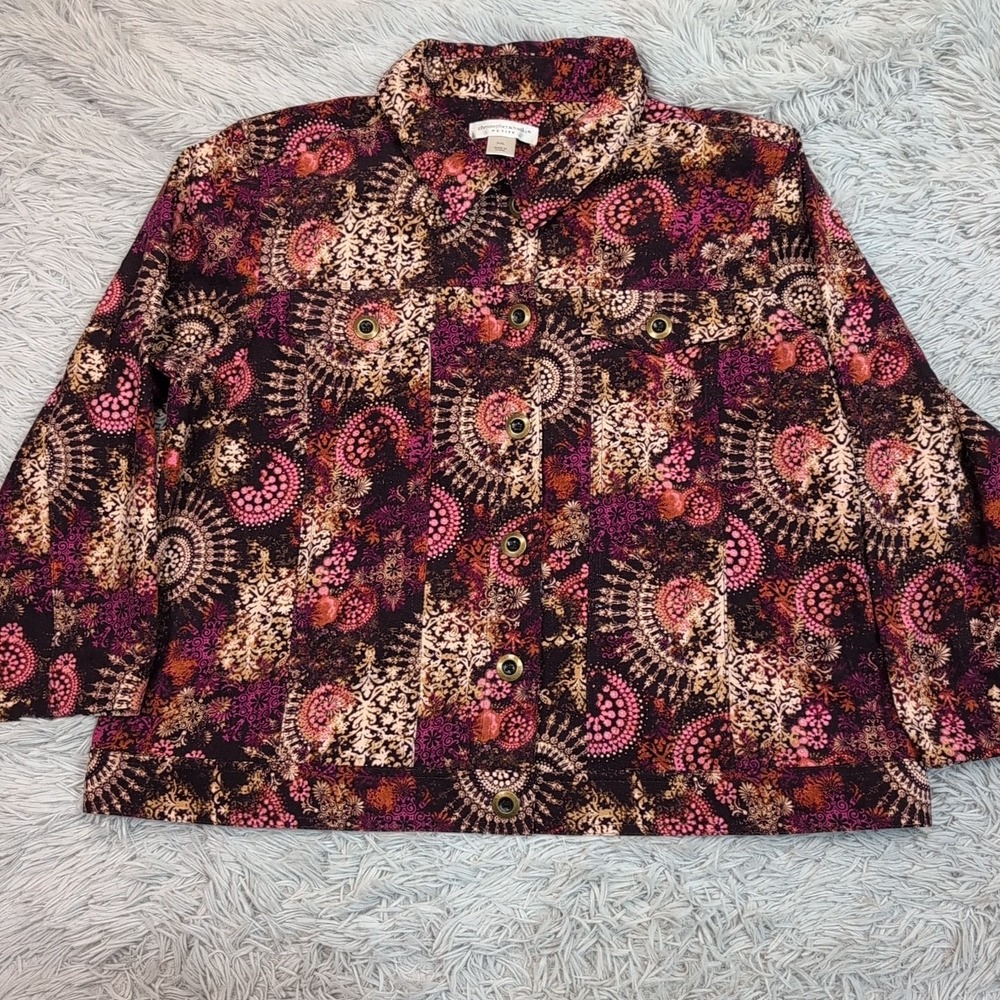 Christopher & Banks Jacket Womens XL Petite Multicolor Soft Stretch Preppy Comfy
